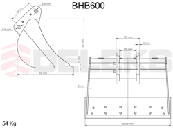 benna per miniescavatore bhb 600