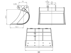 benna per miniescavatore b 600drs