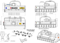trincia erba e sarmenti a mazze serie media da 140cm di taglio per trattore da frutteto mod leopard 140 sp