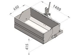 paletta 120cm con ribaltamento a leva per trattore pala meccanica mod bucket 140 l