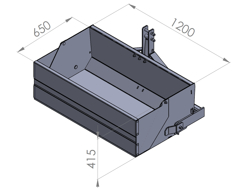 paletta 120cm con ribaltamento a leva per trattore pala meccanica mod bucket 120 h l