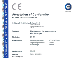 biotrituratore a scoppio professionale per la produzione di cippato mod dk 800 lf