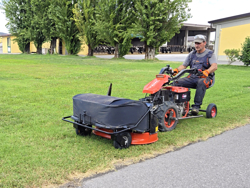 rm100 piatto con raccolta motocoltivatore deleks